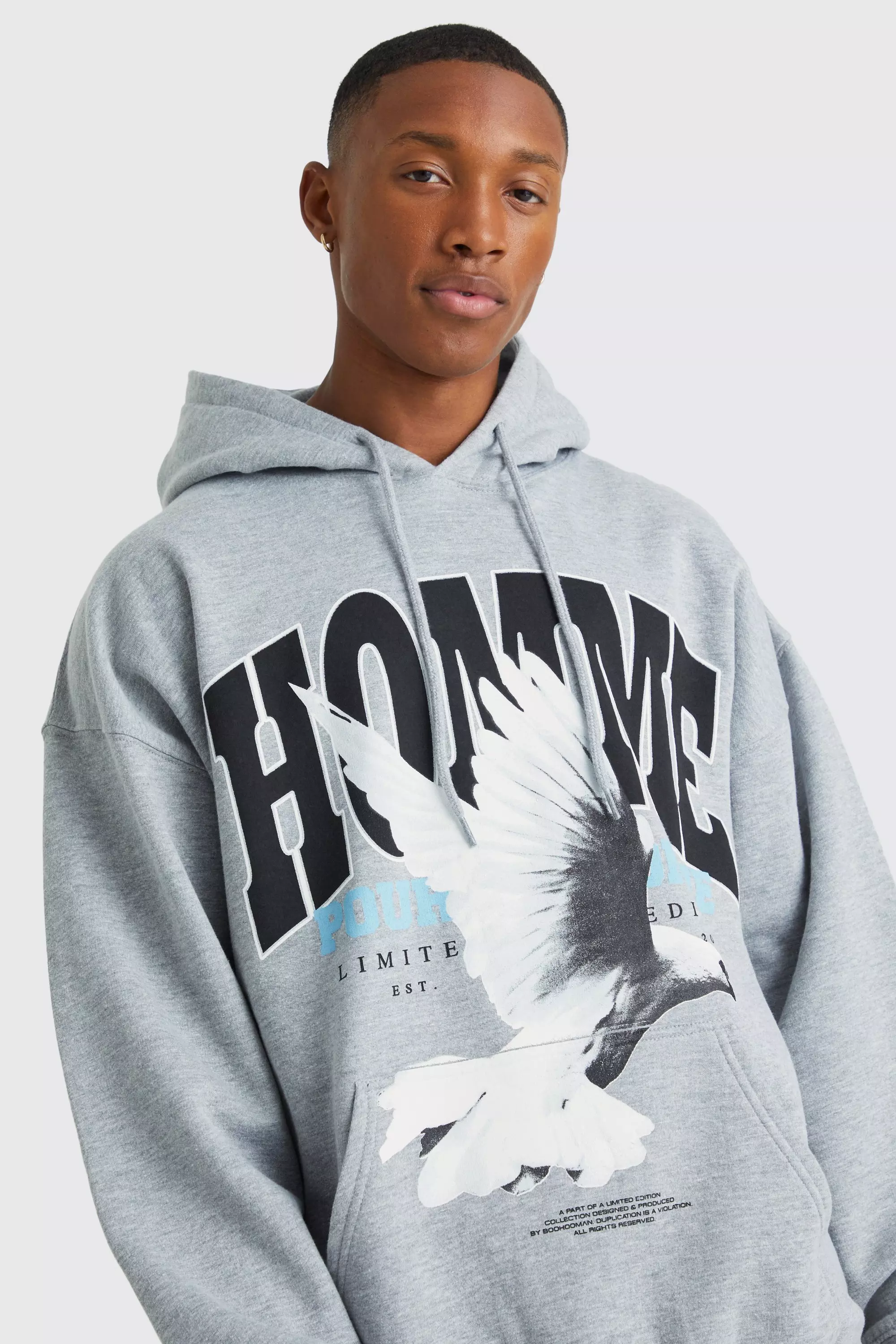 Oversized Homme Dove Graphic Hoodie